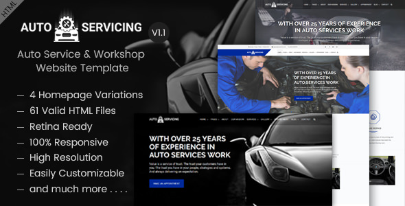 AutoServicing – 汽车维修HTML模板-蟹程序