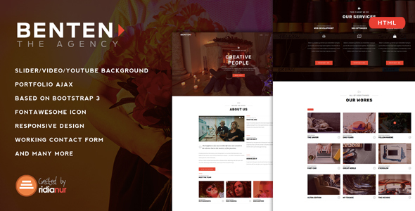 Benten – 响应式单页作品展示HTML5模板-蟹程序