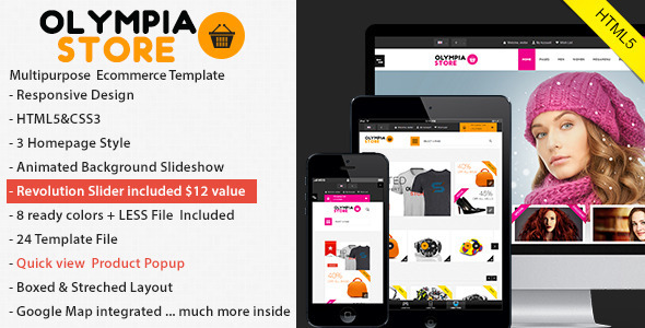 自适应Olympia 电子商务 HTML5静态网站模板主题-蟹程序