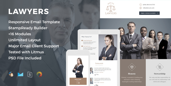Lawyers 律师电子邮件HTML5模板-蟹程序