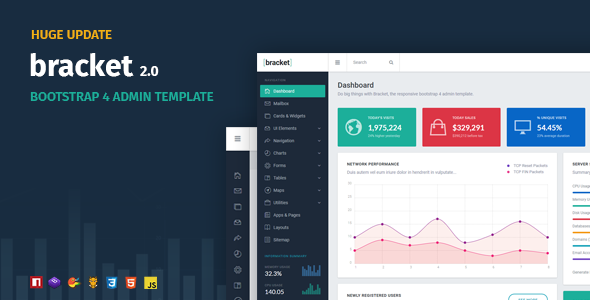 Bracket v2.0 – 响应式Bootstrap 4管理面板-蟹程序