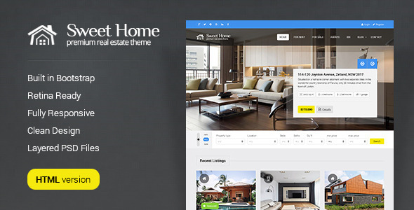 Sweethome 地产置业 HTML5模板-蟹程序