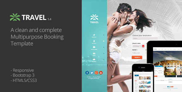 自适应 Travel Agency 旅游线路酒店预订 HTML5模板-蟹程序