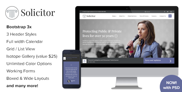 Solicitor – 法律律师事务HTML5模板-蟹程序