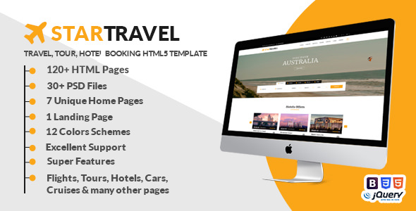 Star Travel – 酒店预订HTML5模板-蟹程序