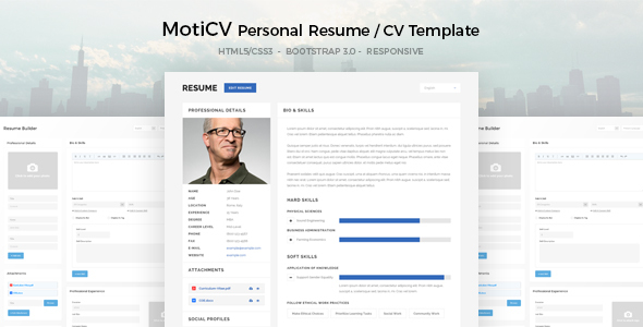 MotiCV – 个人简历HTML5模板-蟹程序