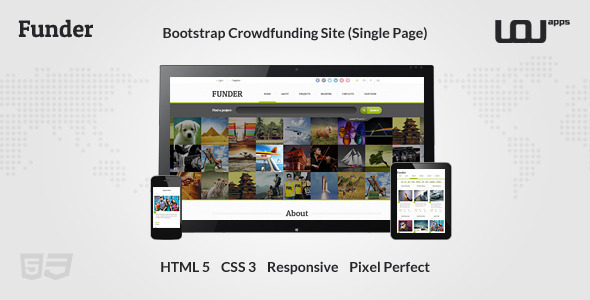 FUNDER – 响应式众筹Bootstrap模板-蟹程序