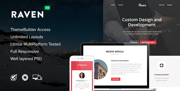 Raven – 响应式Email +邮件HTML5模板-蟹程序