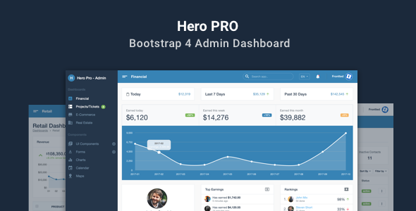 Hero PRO – 响应式 Bootstrap 4 管理面板-蟹程序