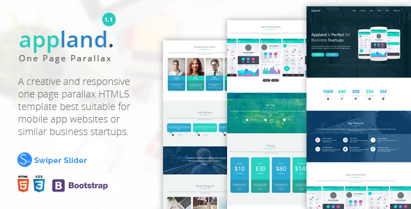 AppLand v1.1 – 单页视差HTML模板-蟹程序