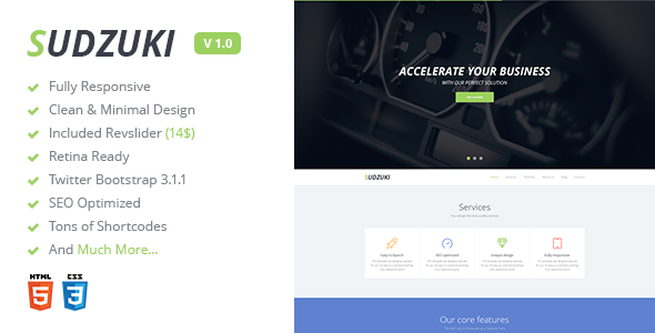 Sudzuki v1.0.1 – 高级单页Bootstrap模板-蟹程序