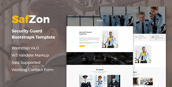 SafZon – 安全警卫Bootstrap 4模板-蟹程序