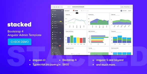 Stacked – Bootstrap 4 管理模板 – v1.1-蟹程序