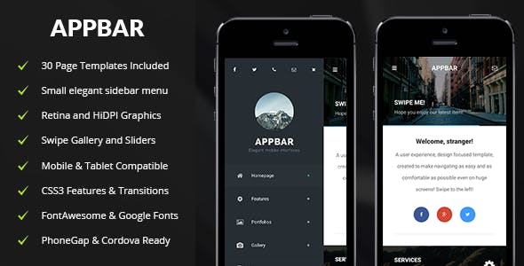 AppBar Mobile – 移动设备手机模板-蟹程序