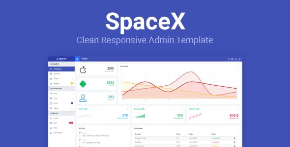 SpaceX – Bootstrap管理HTML模板-蟹程序