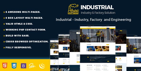 Industrial – 工业工厂工程HTML模板-蟹程序