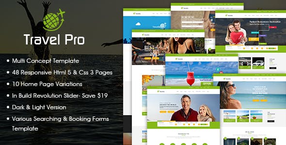 Travel Pro – 旅行预订HTML5模板-蟹程序