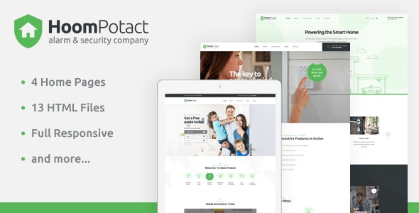 HoomPotact – 智能警报安全系统HTML模板-蟹程序