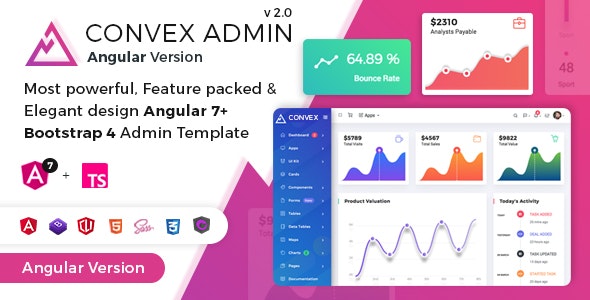 Convex – Angular Bootstrap 管理仪表板模板-蟹程序