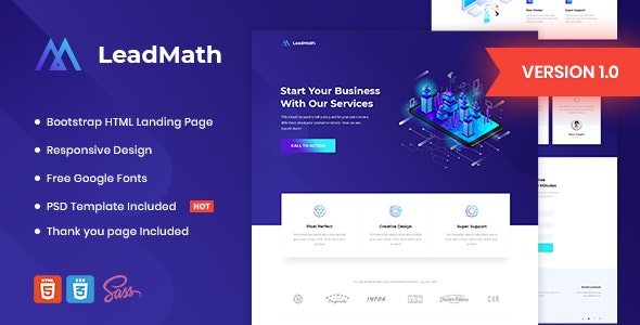 LeadMath – HTML着陆页面模板 – v1.0-蟹程序