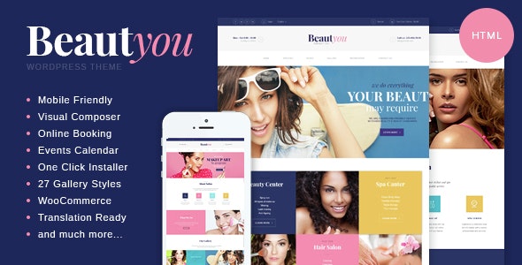 Beautyou – 美容美发水疗沙龙HTML模板-蟹程序