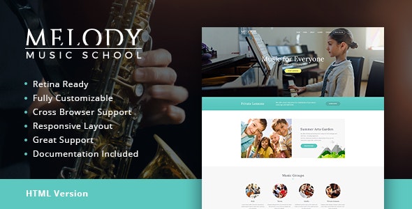 Melody – 音乐学校HTML模板 – v1.1-蟹程序