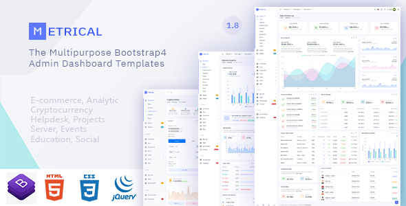 Metrical – 多用途Bootstrap4管理仪表板HTML模板 – v1.8-蟹程序