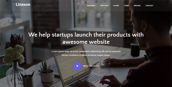 Linexon – 响应式 Bootstrap 4 着陆页模板-蟹程序