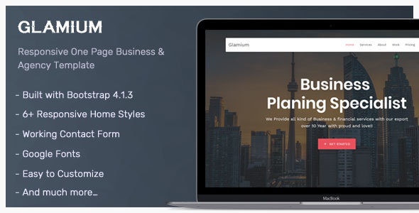 Glamium – 响应式多用途HTML5模板-蟹程序