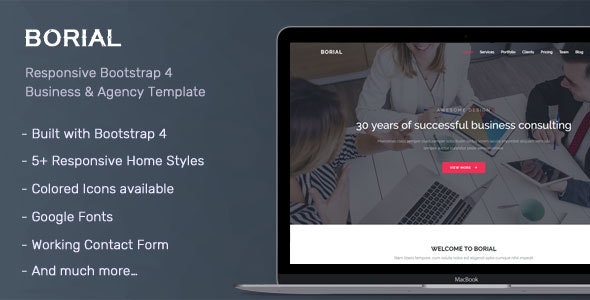 Borial – 业务代理 Bootstrap 4 模板-蟹程序