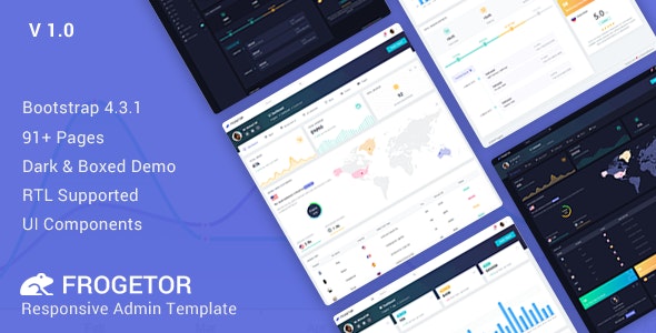 Frogetor – 响应式管理仪表板HTML模板-蟹程序