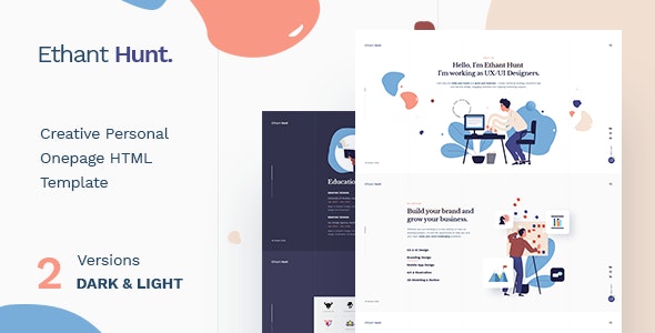Ethant Hunt – 个人单页网站HTML模板 – v1.0-蟹程序