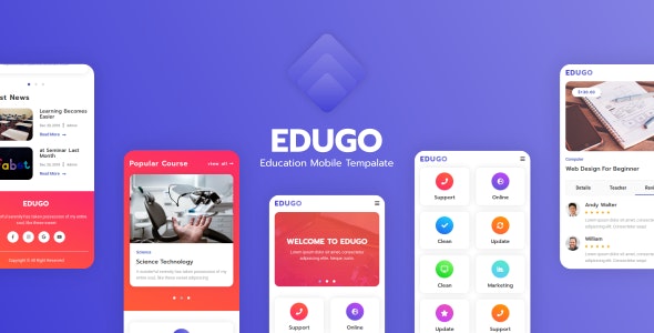 Edugo – 教育培训网站手机版HTML5模板 – v1.0-蟹程序