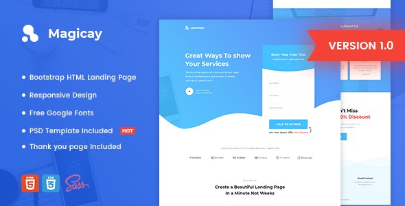 Magicay – 灵活商业着陆页面HTML模板-蟹程序