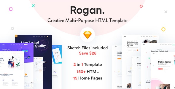 Rogan – 创意多用途HTML + RTL模板-蟹程序