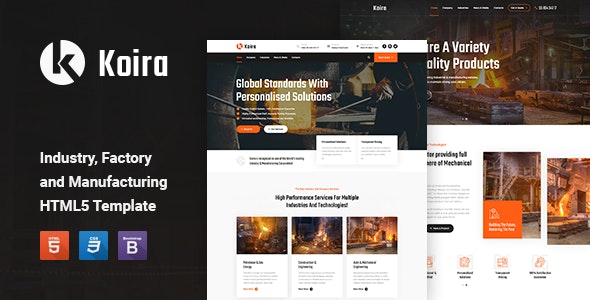 Koira – 工业制造业加工厂网站HTML5模板-蟹程序