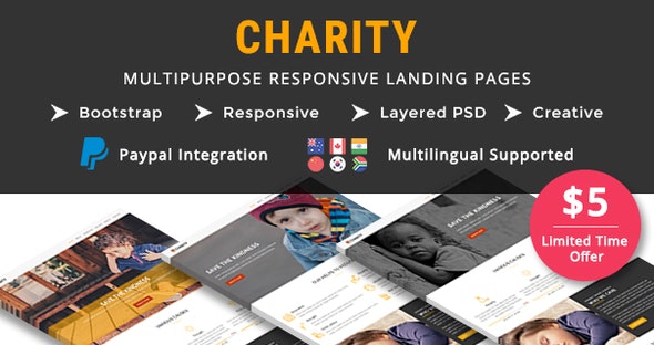 CHARITY – 多用途响应式HTML登陆页面-蟹程序