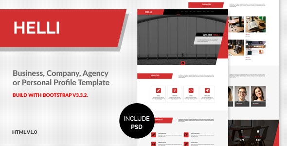 Helli – 创意作品展示网站HTML模板-蟹程序