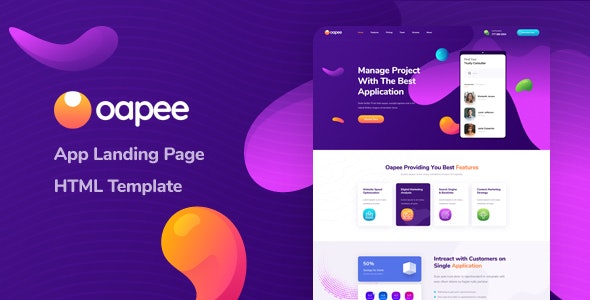 Oapee – App 应用着陆页网站HTML模板-蟹程序