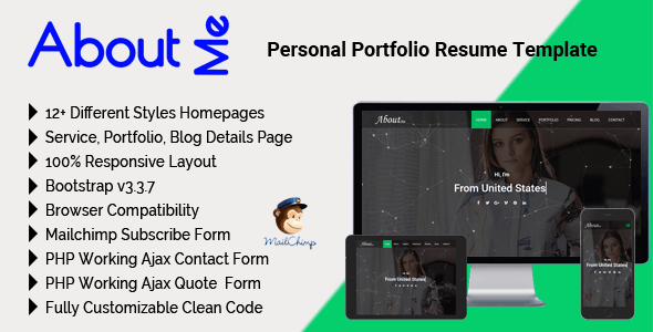 ABOUTME  – 专业个人作品展示简历HTML5模板 – v2.2-蟹程序