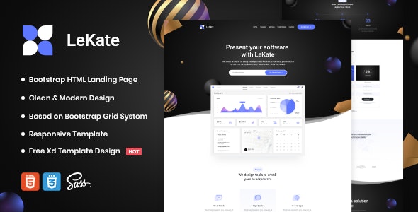 LeKate – Saas 应用程序软件网站HTML5模板-蟹程序