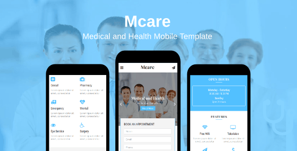 Mcare – 医疗健康诊所HTML5手机模板-蟹程序
