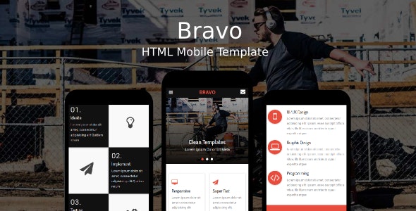 BRAVO – 响应式多用途企业手机网站HTML5模板-蟹程序
