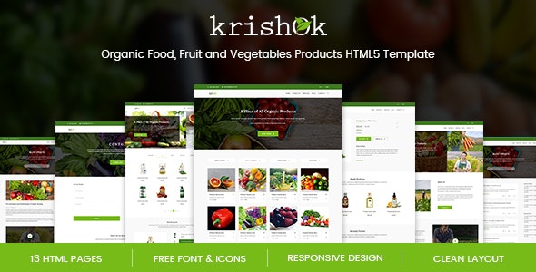 Krishok – 有机食品水果蔬菜商店HTML5模板-蟹程序