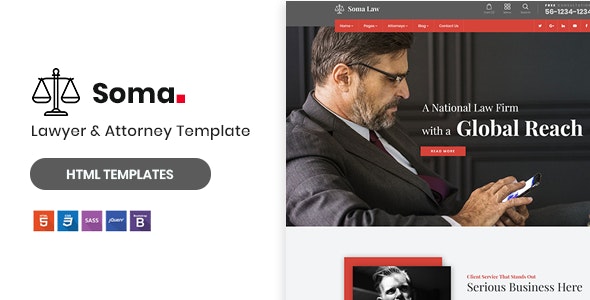 Soma – 金融法律律师事务所网站HTML5模板-蟹程序