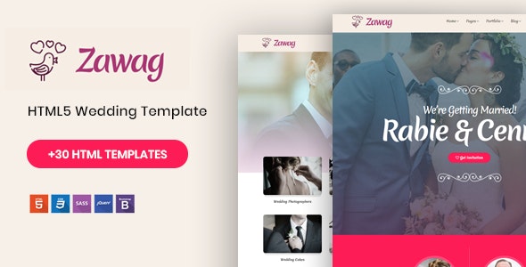 Zawag – 响应式会议婚庆活动现场HTML5模板-蟹程序