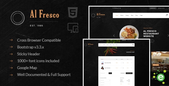 Al Fresco – 电子商务餐厅自适应HTML模板-蟹程序