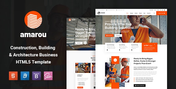Amarou – 建筑工程装修安装公司HTML5模板-蟹程序