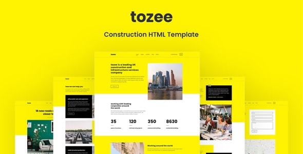 Tozee – 建筑设计工程施工网站HTML模板-蟹程序