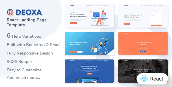 Deoxa – React 着陆页网站HTML5模板-蟹程序